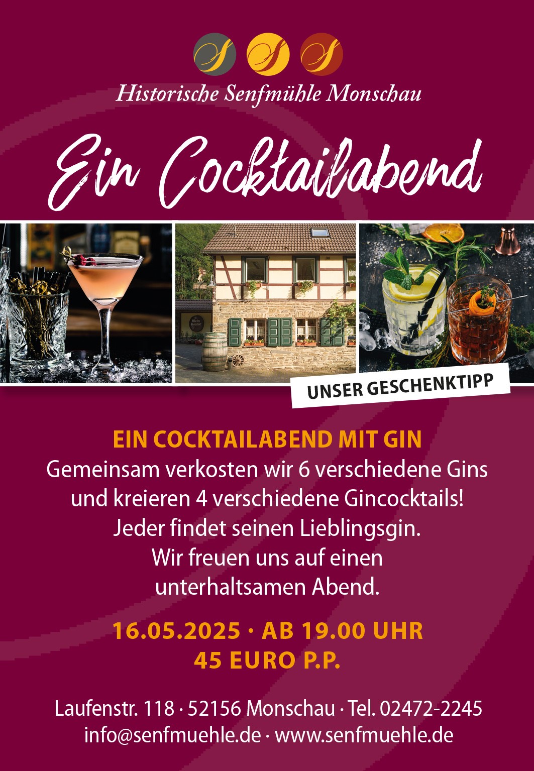Zwei Themenabende im Mai: Ros und Cocktails mit Gin